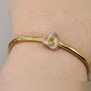 NWT Kate Spade Gold-Tone Double Knot Pave Hinged Bangle